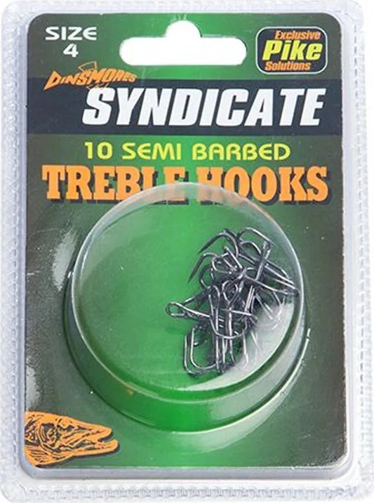 Dinsmores Syndicate Treble Hooks Semi Barbed 10pk