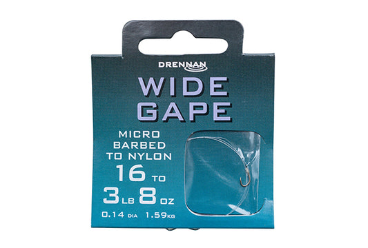 Drennan Barbed Wide Gape Hook To Nylon