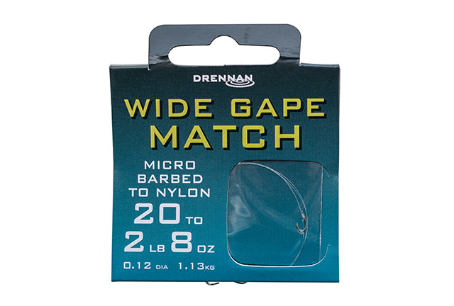 Drennan Barbed Wide Gape Match Hook To Nylon